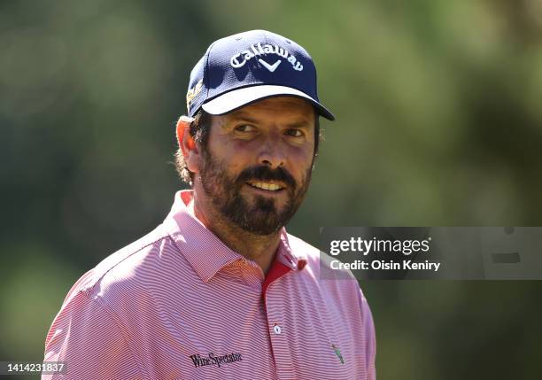 Thomas Aiken of South Africa plays the 18th hole during the first round of the ISPS Handa World Invitational presented by AVIV Clinics at Massereene...