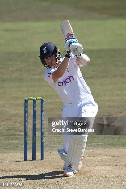 Sam Billings of England Lions plays a shot during day three of the tour match between England Lions and South Africa at The Spitfire Ground on August...