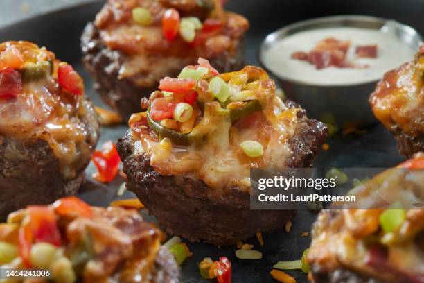 bacon cheeseburger bowls - jalapeno pepper stock pictures, royalty-free photos & images