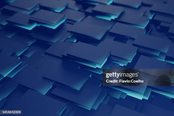 stacked blue screens - repetition architecture stock pictures, royalty-free photos & images