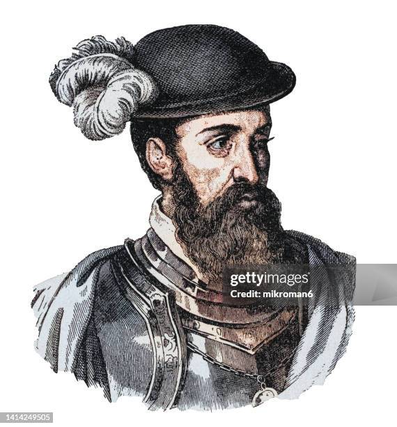 portrait of francisco pizarro gonzález, spanish conquistador - francisco pizarro fotografías e imágenes de stock