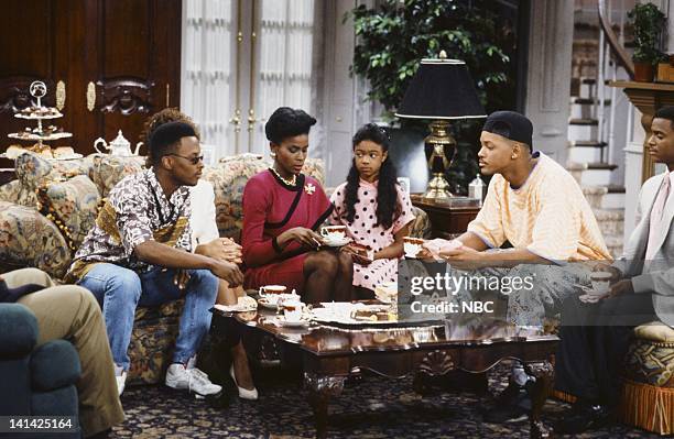 Bang the Drum Ashley" Episode 2 -- Pictured: Jeffrey A. Townes as Jazz, Janet Hubert as Vivian Banks, Tatyana Ali as Ashley Banks, Will Smith as...