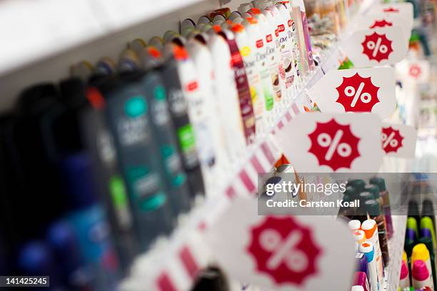 The shelves are special offers advertised at a Schlecker drugstore on March 16, 2012 in Strausberg, Germany. The German drugstore chain released a...