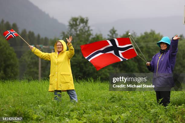 Fans cheer during the 9th Arctic Race Of Norway 2022 - Stage 1 a 186,8km stage from Mo i Rana to Mo i Rana / #ArcticRace / on August 11, 2022 in Mo i...