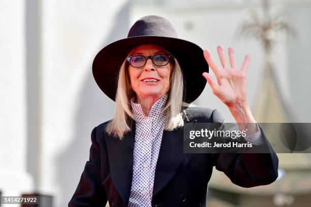 Diane Keaton attends the Handprint and Footprint in Cement Ceremony for Actress Diane Keaton hosted by TCL Chinese Theatre on August 11, 2022 in...