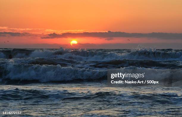 scenic view of sea against sky during sunset,burgas,bulgaria - burgas bulgaria stock pictures, royalty-free photos & images