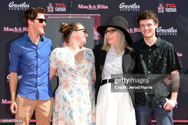 Jordan White, Dexter Keaton, Diane Keaton, and Duke Keaton attend the Handprint and Footprint in Cement Ceremony for Actress Diane Keaton hosted by...