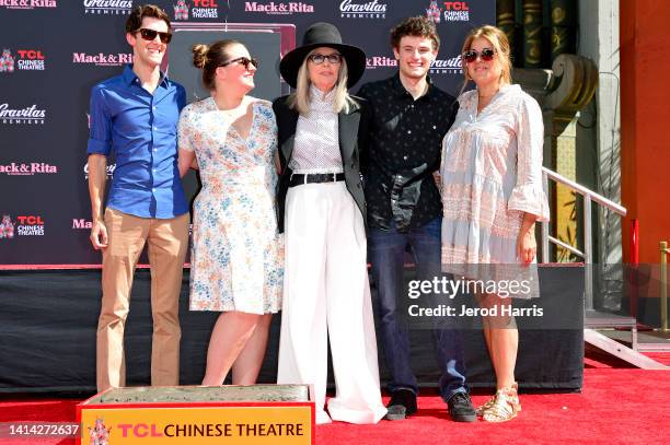 Jordan White, Dexter Keaton, Diane Keaton, Duke Keaton, and guest attend the Handprint and Footprint in Cement Ceremony for Actress Diane Keaton...
