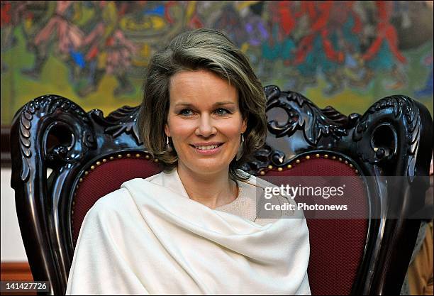 Princess Mathilde of Belgium visits VECO's Program Safe Vegetable project during their official visit to Vietnam on March 13,2012 in Tan Duc,Vietnam.