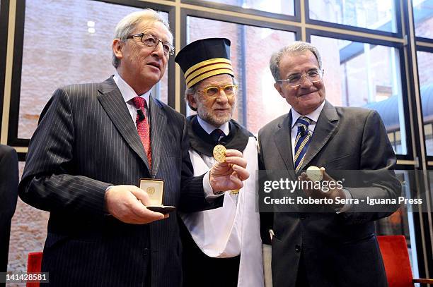 Jean Claude Junkers Prime Minister of Luxembourg - and Ivano Dionigi, Rector, University of Bologna and Romano Prodi Former President of European...
