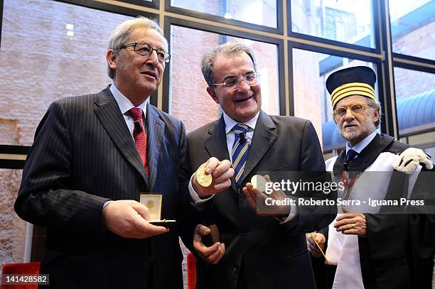 Jean Claude Junkers Prime Minister of Luxembourg - Romano Prodi Former President of European Commision and Ivano Dionigi, Rector, University of...