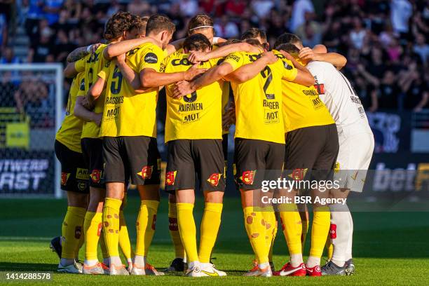 Players of Lillestrom SK prior to the UEFA Europa Conference League Qualifications, Second Leg match between Royal Antwerp FC and Lillestrom SK at...