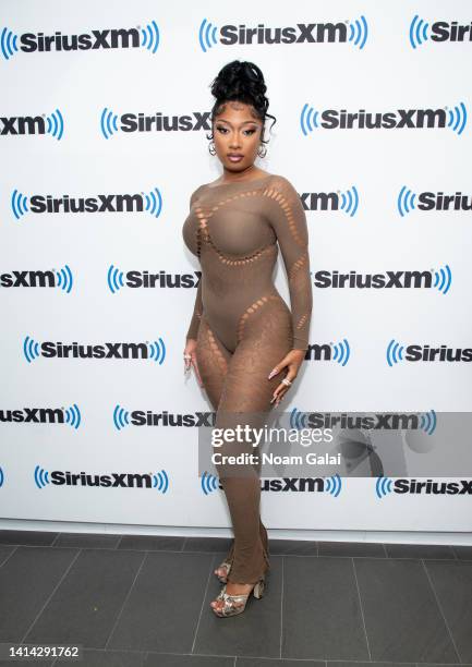 Megan Thee Stallion visits the SiriusXM Studios on August 10, 2022 in New York City.