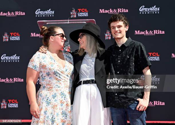 Dexter Keaton, Diane Keaton, and Duke Keaton attend the ceremony honoring Diane Keaton with a Hand and Footprint Ceremony at TCL Chinese Theatre on...