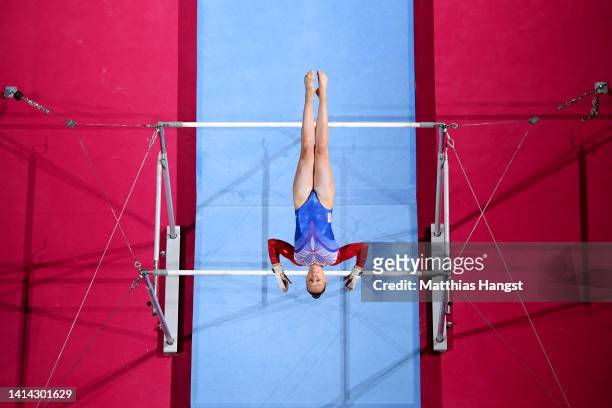 Sanna Veerman of Netherlands competes in the Uneven Bars during the Artistic Gymnastics Women's Qualification, Subdivision 1 competition on day 1 of...