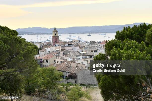 General view of Saint Tropez on August 11, 2022 in Saint Tropez, France. Saint-Tropez is a town on the French Riviera which is part of the...