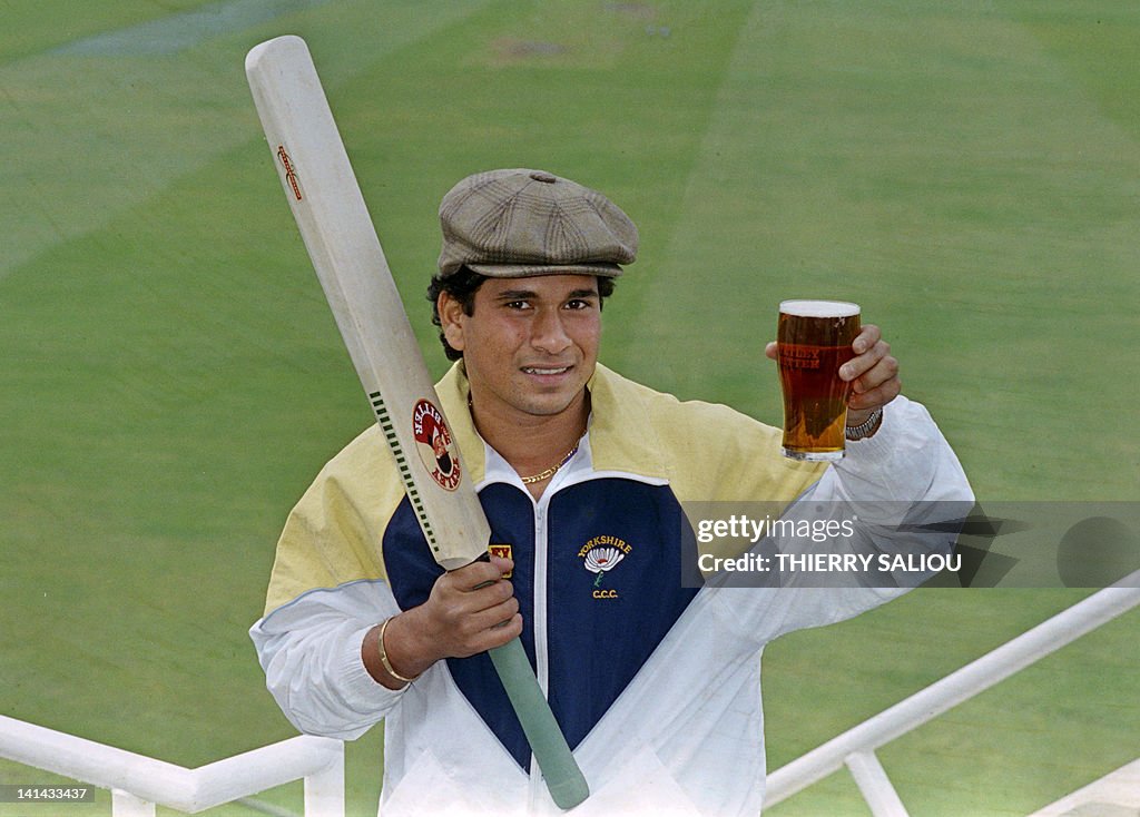 Indian batsman Sachin Tendulkar arrives