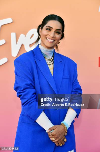 Lilly Singh attends Los Angeles Premiere of Netflix's "Never Have I Ever" Season 3 at Westwood Village Theater on August 11, 2022 in Los Angeles,...