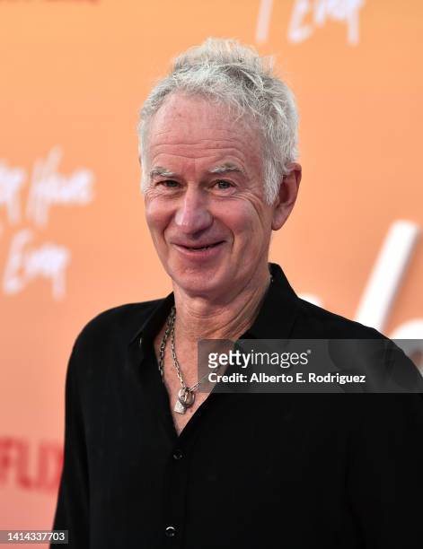 John McEnroe attends Los Angeles Premiere of Netflix's "Never Have I Ever" Season 3 at Westwood Village Theater on August 11, 2022 in Los Angeles,...
