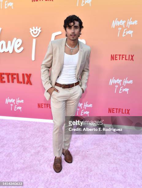 Michael Cimino attends Los Angeles Premiere of Netflix's "Never Have I Ever" Season 3 at Westwood Village Theater on August 11, 2022 in Los Angeles,...