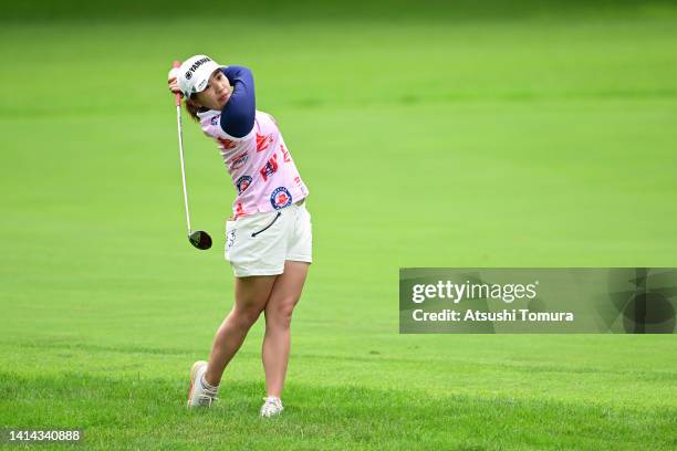 Kana Nagai of Japan hits her second shot on the 13th hole during the first round of NEC Karuizawa 72 Golf Tournament at Karuizawa 72 Golf Kita Course...