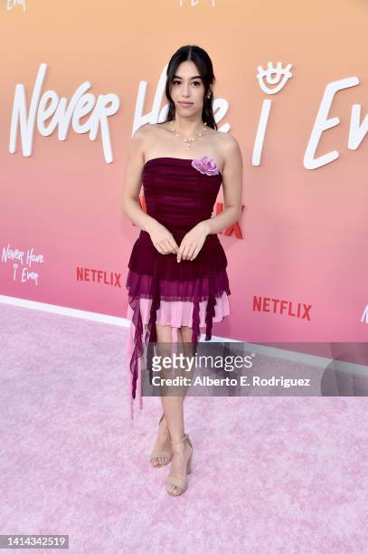 Jade Bender attends Los Angeles Premiere of Netflix's "Never Have I Ever" Season 3 at Westwood Village Theater on August 11, 2022 in Los Angeles,...