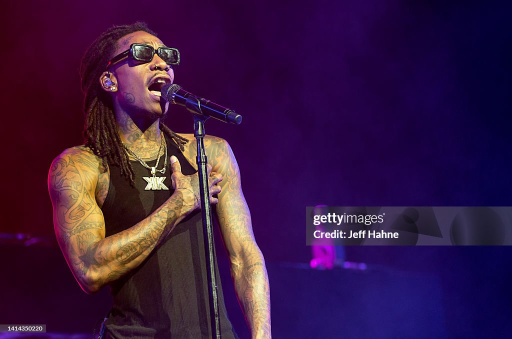 Pnc Rapper Rapper Wiz Khalifa performs at PNC Music Pavilion on August 11, 2022 ...
