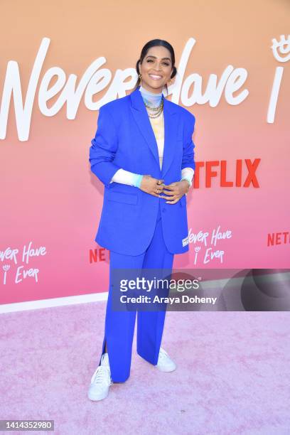 Lilly Singh attends the Los Angeles premiere of Netflix's "Never Have I Ever" Season 3 at Westwood Village Theater on August 11, 2022 in Los Angeles,...