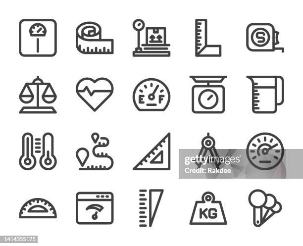 measuring - bold line icons - meter unit of length stock illustrations