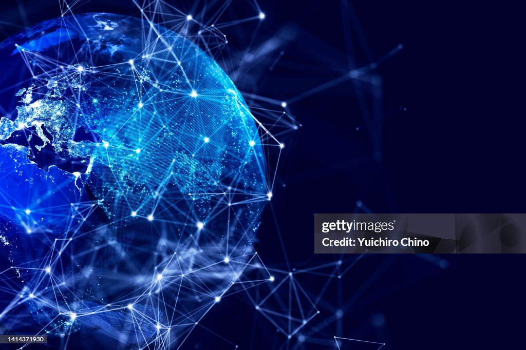 Digital Planet Earth and Global Network (World Map Credit to NASA)