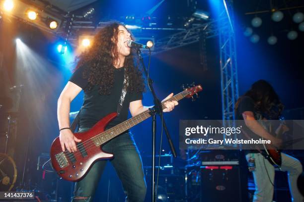 Jon Macak of Diamond Plate performs on stage during Hammerfest 4 at Pontins on March 16, 2012 in Prestatyn, United Kingdom.