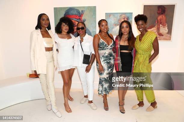 Otishka Ferguson, Lauren Pearce, Megan Lewis, Mashonda Tifrere, Dana Maire Bullock and Kera Morgan attend Mashonda Tifrere's Art Genesis: The...
