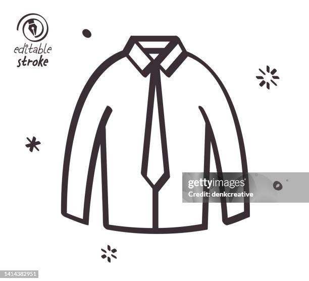 playful line illustration for white collar employee - shirt and tie 幅插畫檔、美工圖案、卡通及圖標