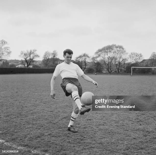 British footballer John Connelly , Burnley forward, training ahead of England's international friendly against Switzerland, at Roehampton in London,...