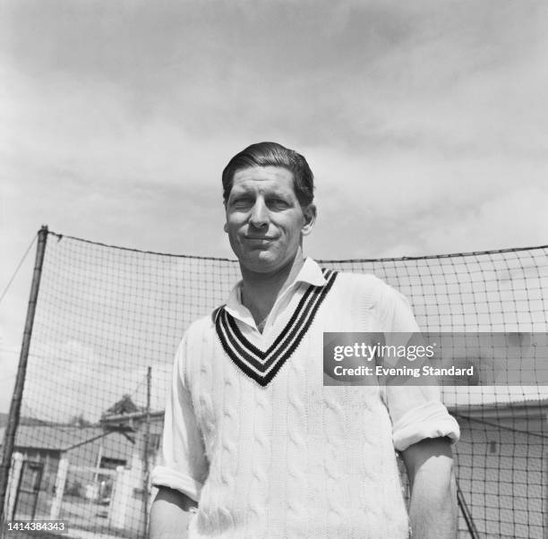 British cricketer Ian Lomax , wearing a Somerset County Cricket Club sweater in the nets during of the three-day County Championship match against...