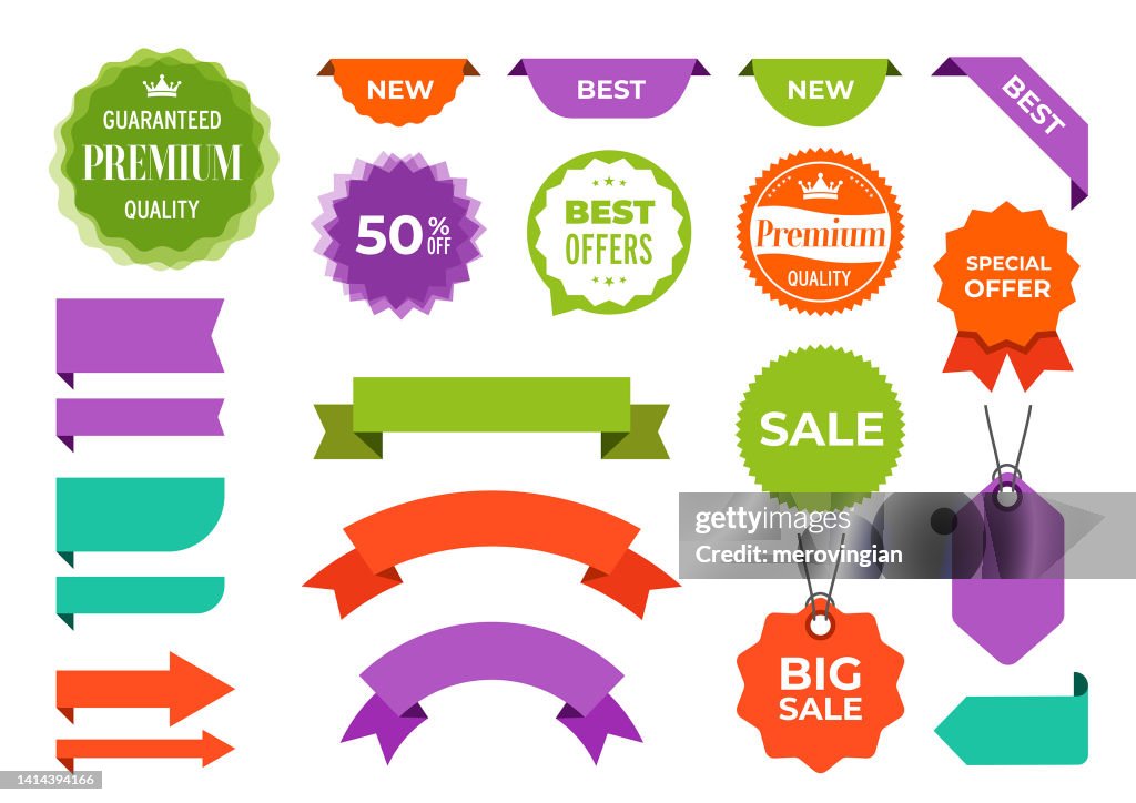 Triangle Badge Ribbons Set Of The Ribbons And Badges High-Res Vector Graphic - Getty Images