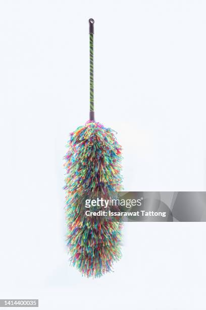 dust cleaning device isolated on white - feather duster stock pictures, royalty-free photos & images