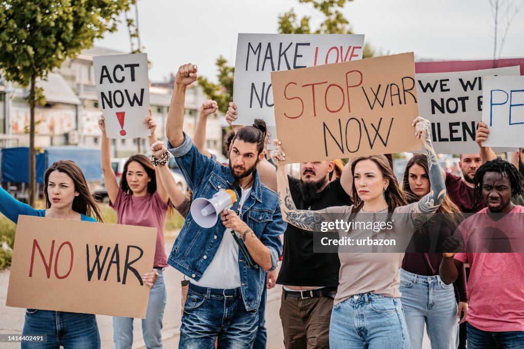 Protesting Fight People Protesting Against War High-Res Stock Photo - Getty Images