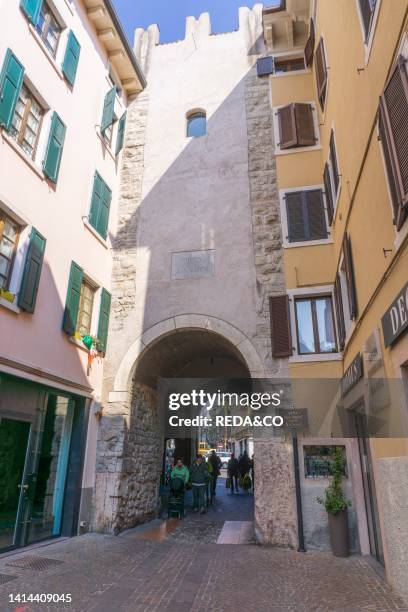 Via Fiume street, Porta San Marco gate, Riva del Garda, Trentino Alto Adige, Italy, Europe.