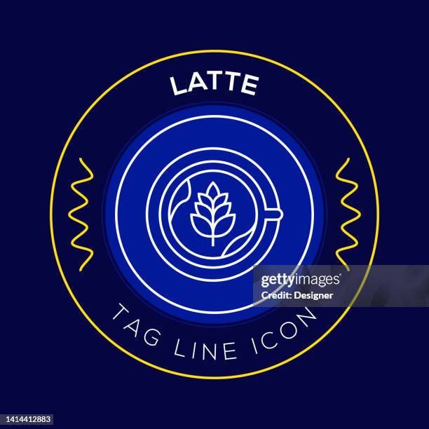 coffee latte circle badge, modern logo vector icon design line style - latte art stock illustrations