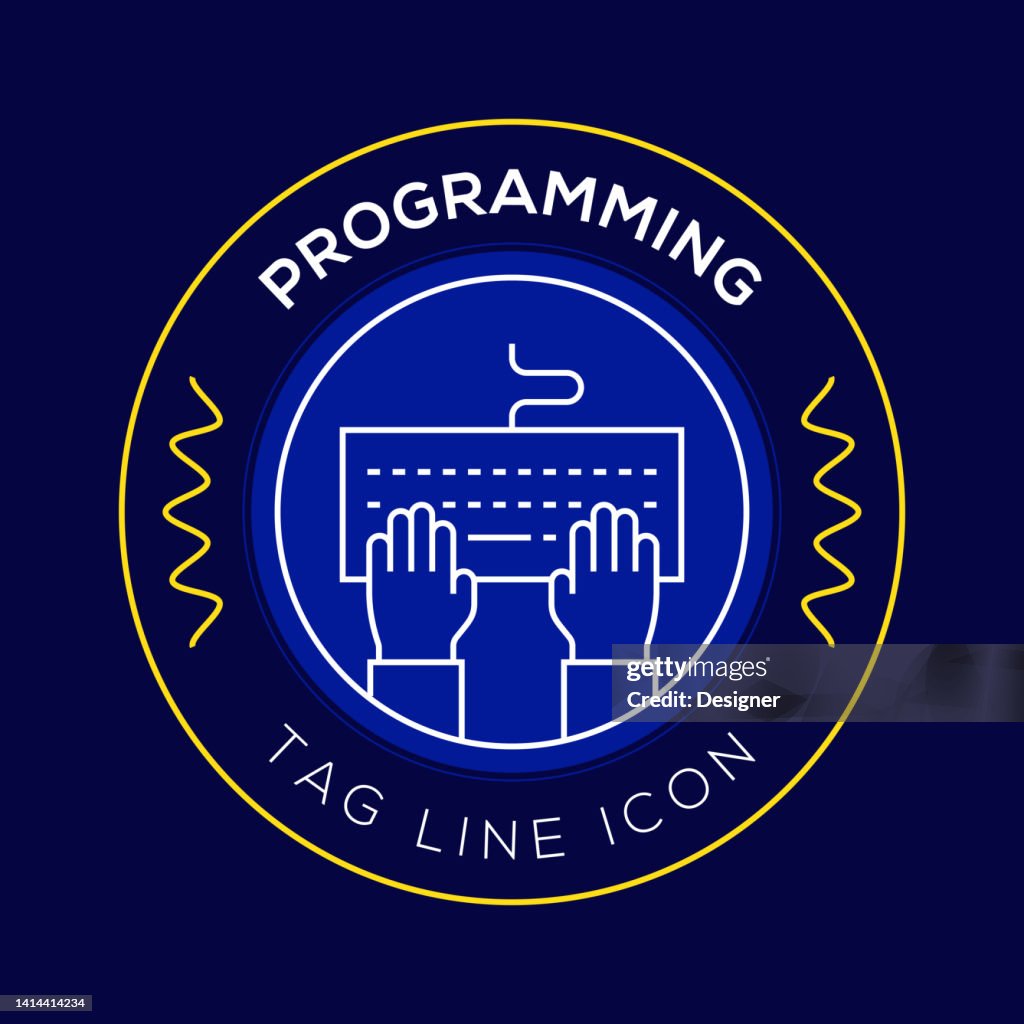 Programming Circle Badge, Modern Logo Vector Icon Design Line Style