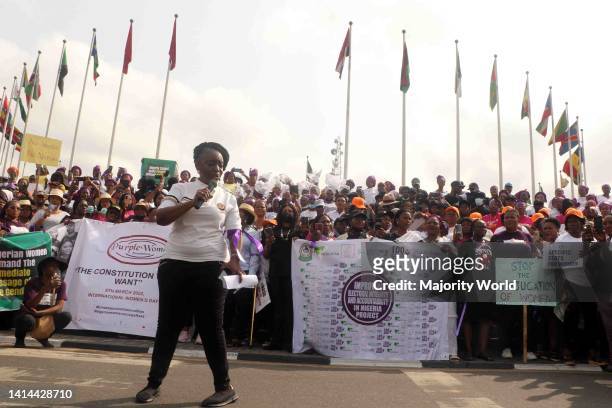 Lagos, Nigeria. 8th March 2022. Hundreds of Nigerian women marched for women's rights to celebrate International Women's Day.