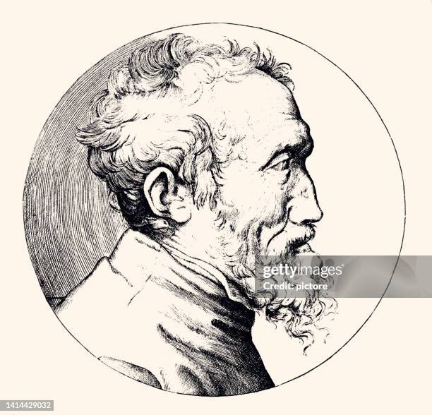 michelangelo: sculptor, painter, architect, and poet of the high renaissance. (xxxl with lots of details) - michelangelo portrait stock illustrations