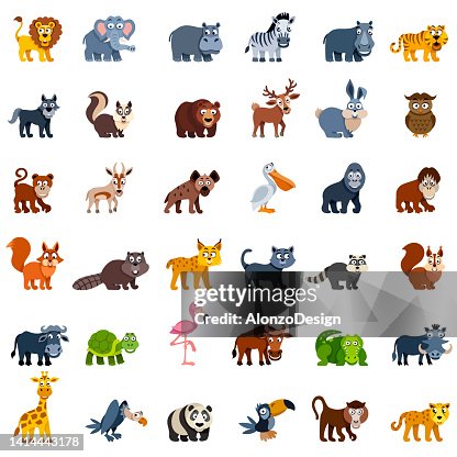 Personajes de dibujos animados animales salvajes Personajes de dibujos animados animales salvajes