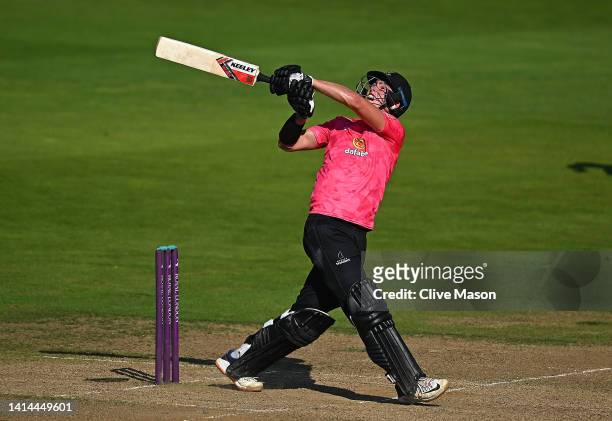 Ali Orr of Sussex Sharks in action during the Royal London One Day Cup match between Warwickshire and Sussex Sharks at Edgbaston on August 12, 2022...