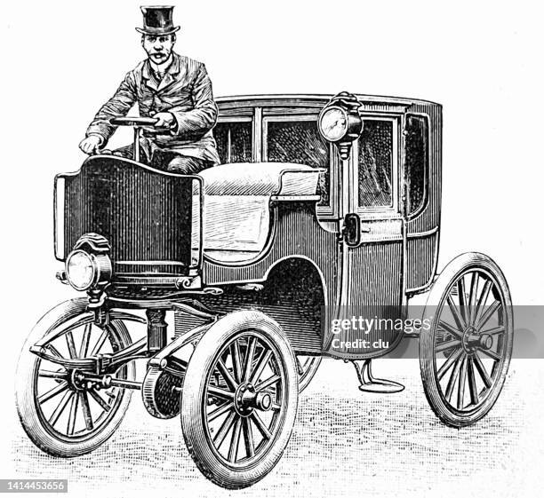 ilustraciones, imágenes clip art, dibujos animados e iconos de stock de coupé de vehículo de motor eléctrico de la empresa doré - 1899