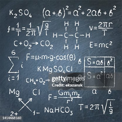 Science Formulas Text Chalkboard With Scientific Formulas And Equations High-Res Vector ...