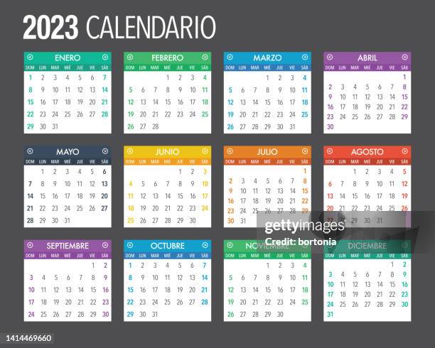 spanische kalendervorlage 2023 - spanish culture stock-grafiken, -clipart, -cartoons und -symbole