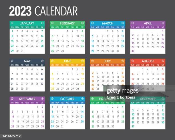 stockillustraties, clipart, cartoons en iconen met 2023 english calendar template - month