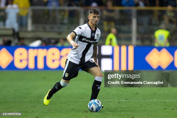 Enrico Del Prato of Parma Calcio in action during the Serie B match between Parma Calcio and Bari at Stadio Ennio Tardini on August 12, 2022 in...